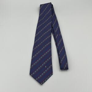 Celine Paris Neck Tie Mens Blue Geometric Silk Luxury Suit Dress Art Deco Narrow